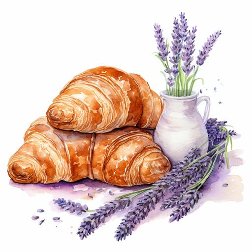 provence croissant lavender clipart high quality white background