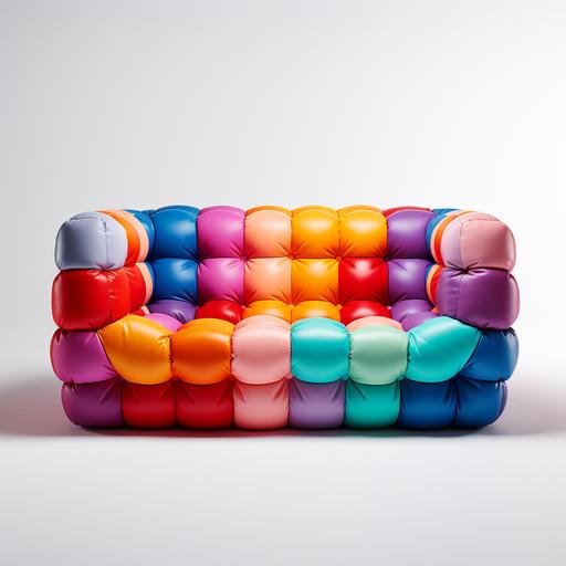 puffy pop art colored sofa couch on white background
