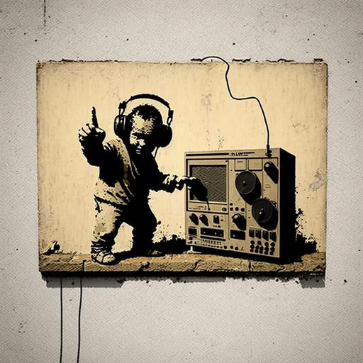 pull my finger, a dj character, by Banksy
