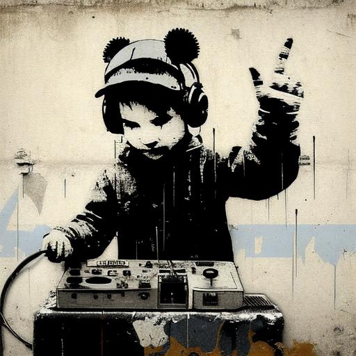 pull my finger, a dj character, by Banksy