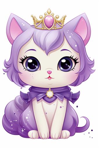 purple kitty princess clipart set, kawaii anime --ar 2:3