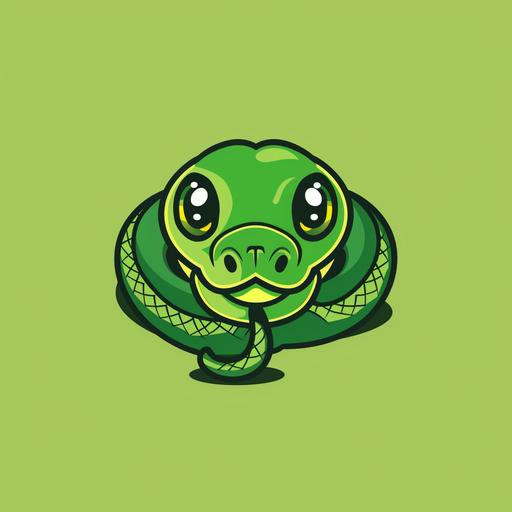 python snake, cartoon, friendly, green, logo