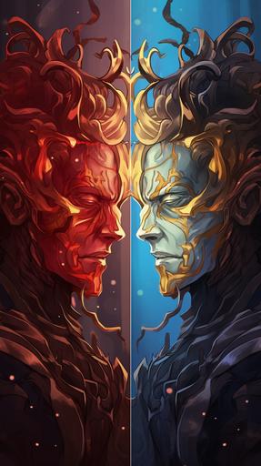Image Description: A dual-faced Gemini, showcasing their changing moods. In one frame, they're animated with anger, while in another, they're chatting away with friends. Their emotions dictate their actions. --ar 9:16