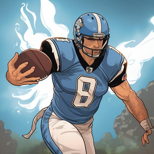 quarterback will levis, jersey number 8, tennessee titans, throwing football, cartoon comic