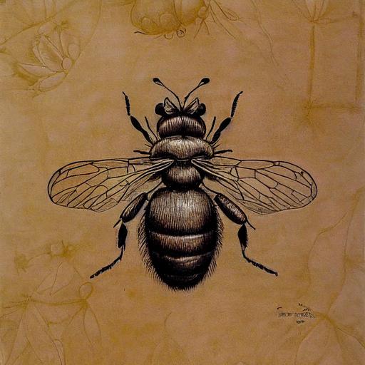 queen bee, hyperdetailed, line drawing, leonardo da vinci, illustrated, fanatsy, garden --test --creative --upbeta --upbeta
