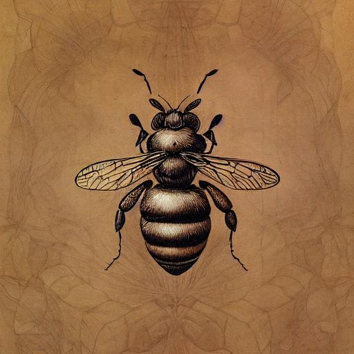 queen bee, hyperdetailed, line drawing, leonardo da vinci, illustrated, fanatsy, garden --test --creative --upbeta --upbeta
