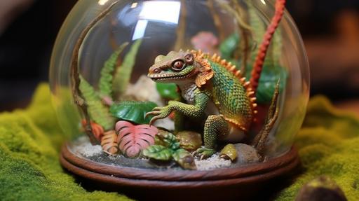 quilted lizard eating quilted bugs in his quilted terrarium --ar 16:9 --v 5.1
