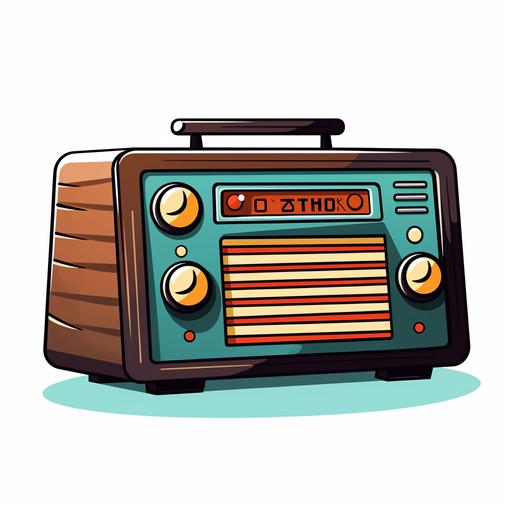 radio in cartoon style, white background