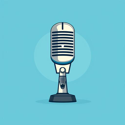 radio microphone logo, minimalist, make it really modern and simple, light blue background