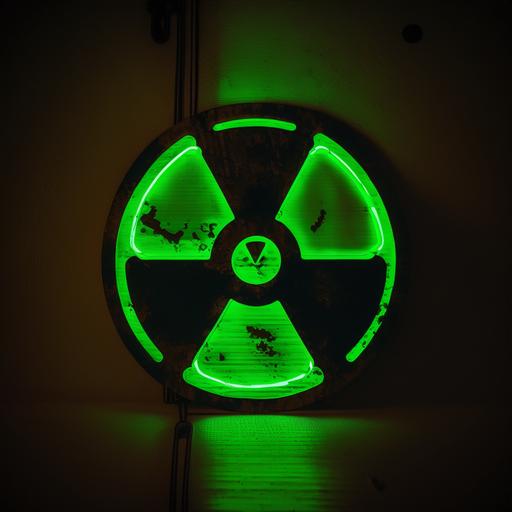 radioactive sign glows with a poisonous green glow, logo, minimalism