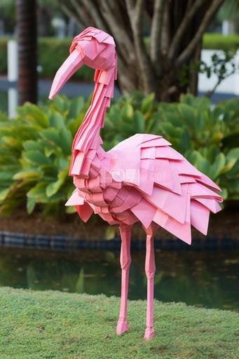 rage against the flamingo , origami --ar 2:3 --c 99