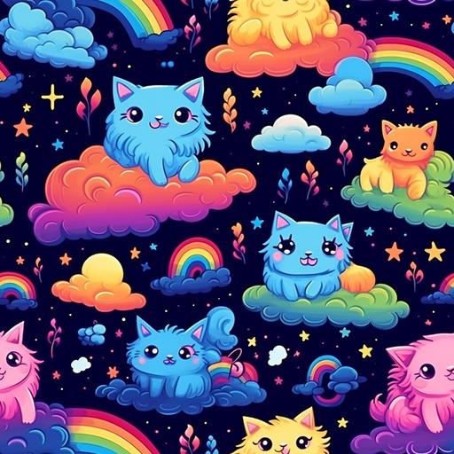 rainbow LOL cat kitty seamless pattern --tile