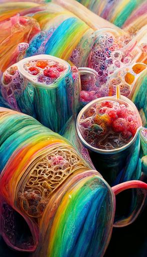 rainbow boba tea, Intricate detail, Hyperdetailed —ar 9:16