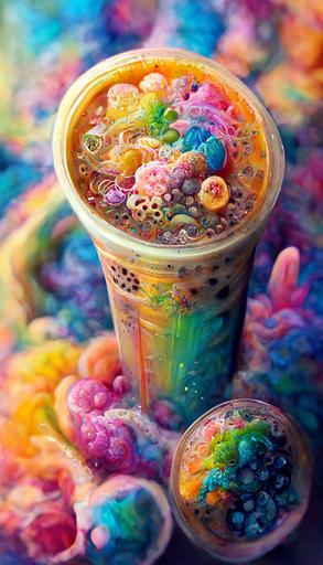 rainbow boba tea, Intricate detail, Hyperdetailed —ar 9:16