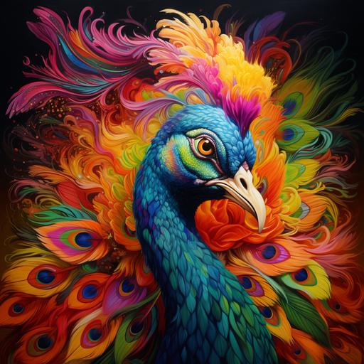 rainbow, peacock, plumage, dinosaur