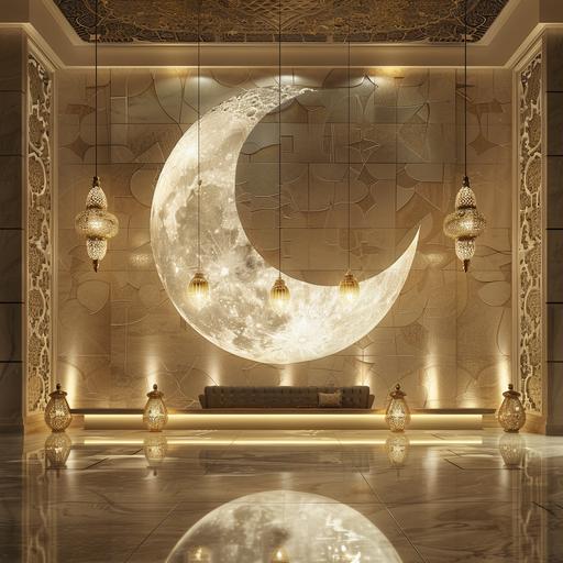 ramadan,moon,decoration,luxury,lighting,waite background --v 6.0