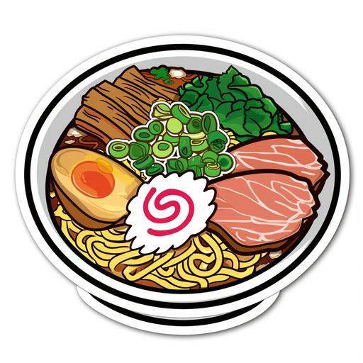 ramen dish, cartoon style, sticker style, simple style, --c 10 --v 6.0