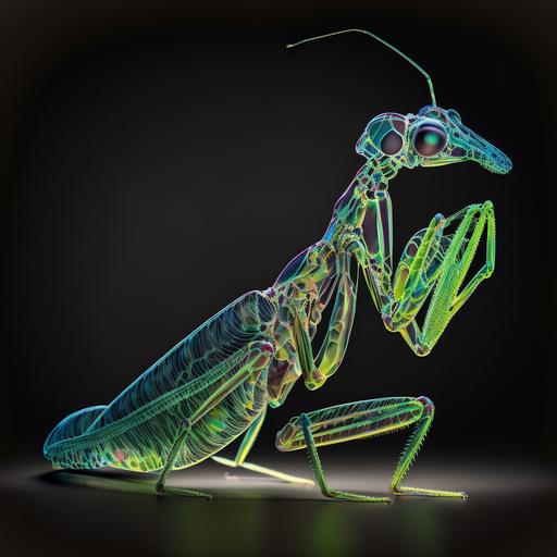 ransparent neon praying mantis, Anatomical Drawing, Origami, knitted, Photogram, Klein bottle, insanely detailed and intricate, hypermaximalist, elegant, hyper realistic, super detailed, dynamic pose, photography, 8k --v 4