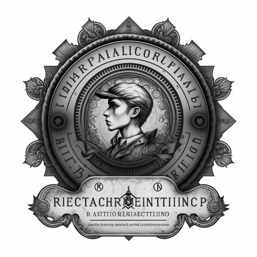 realisic black and white steampunk certification of authenticity stamp template
