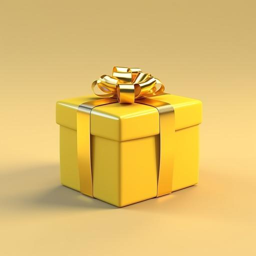 yellow realistic 3d gift box, 4k