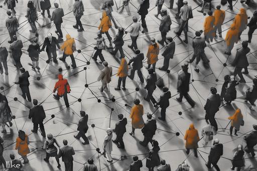 realistic and very detailed image of people connecting in color with 