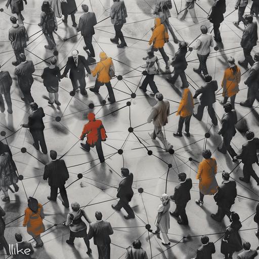 realistic and very detailed image of people connecting in color with 