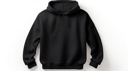 realistic blank black hoodie or sweatshirt long sleeve mockup on a white background, 4k, --ar 16:9