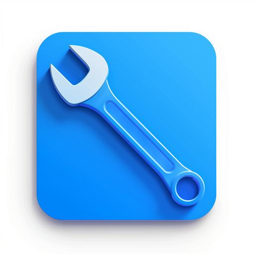 realistic blue icon flat with wrench without shadow