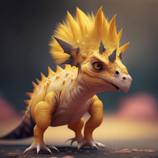 realistic cute dinosaur parasaur yellow blonde