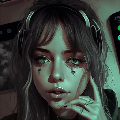 realistic face, beautiful girl, gamer com headset razer