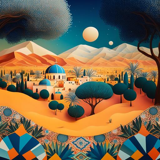 realistic magic world of morocco landscape pattern --v 4