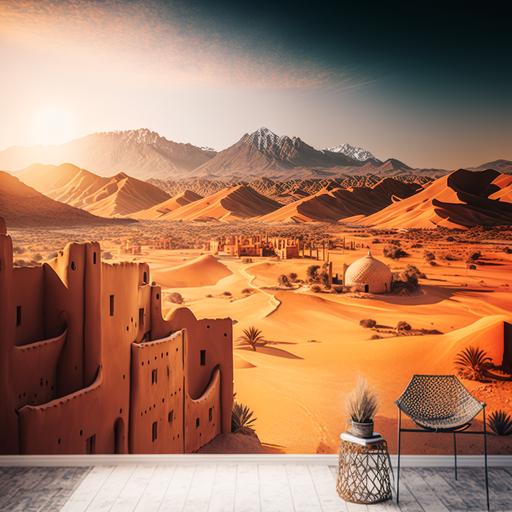 realistic magic world of morocco landscape wallpaper --v 4