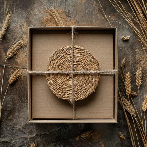 realistic photo, a crop circles inside a box, product packaging, top down view, --v 6.0 --s 250