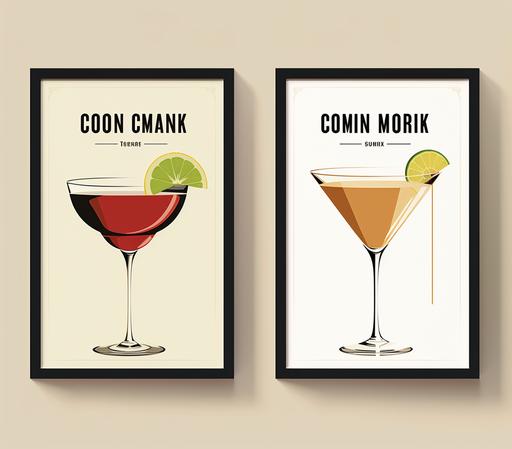 realistic retro-inspired cocktail posters that showcase classic drink recipes and elegant illustrations from the golden era of mixology photo --ar 2000:1763