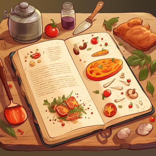 recipe book menu,picture, professional stock images, illustration ,cartoon style