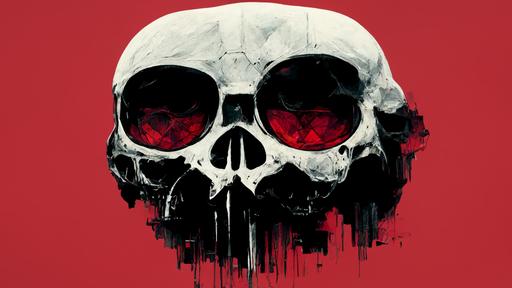 red and black, simple, silhoutte faded acrylic paint skull decal, icon concept art, 8k, hd, super resolution, --ar 16:9