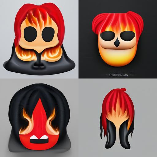 red black flame head emoji