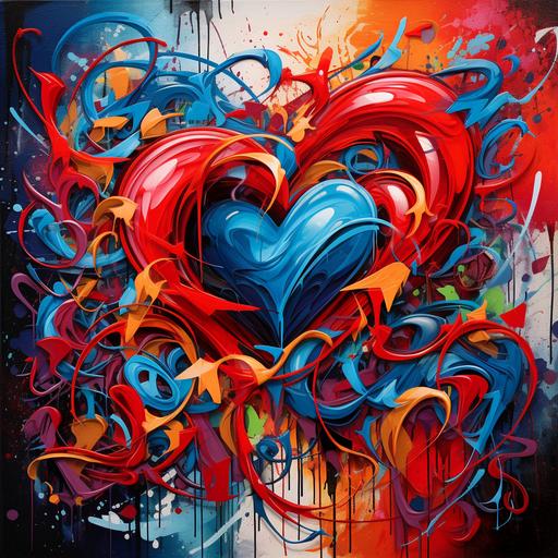 red blue Graffiti ART Calligraphy 