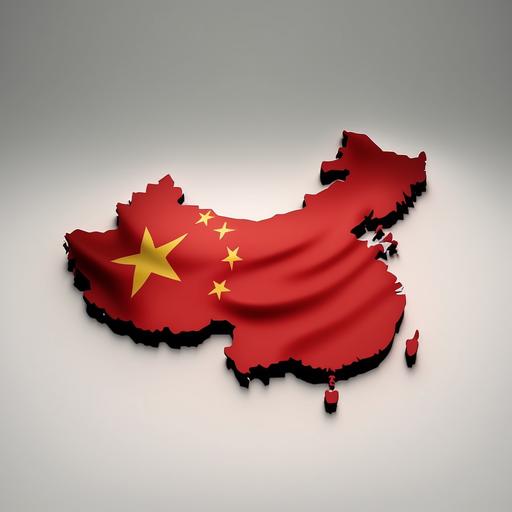 red china flag elevated 3d map of china , light background,4k