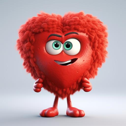 red love heart cartoon character