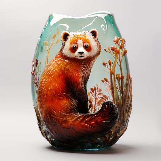 red panda painted glass