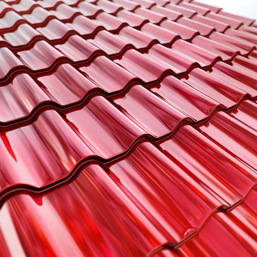 red roof metallic tiling. hyper realistic with white background