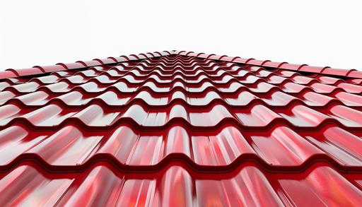 red roof metallic tiling. hyper realistic with white background --aspect 7:4