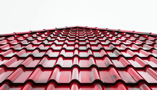 red roof metallic tiling. realistic with white background --aspect 7:4