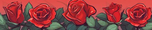 red roses, cartoon style, growing, --ar 5:1