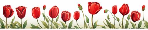 red roses, cartoon tulips, growing, --ar 5:1