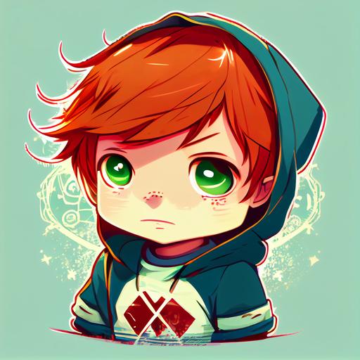 cute redhead little boy with highly detailed eyes cartoon kawaii anime stylize --q 2 --upbeta --v 4