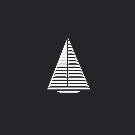 reductive black and white line illustration capturing the fresh salt sea essence of schooner logo design in 5 lines by Agnes Martin