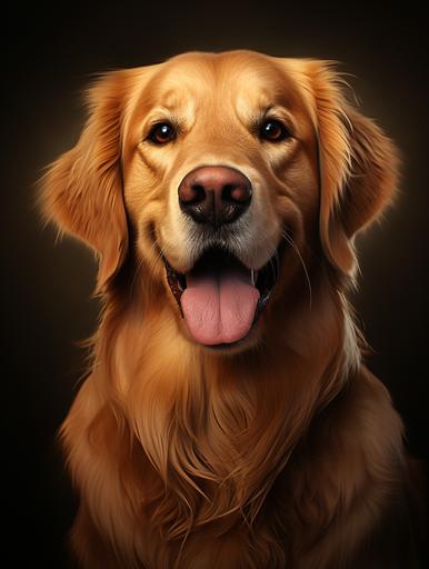 regal , Golden Retriever, face, perfect eyes, highly detailed, comprehensive cinematic, digital painting, 8k, cinematic lighting, best quality, highres, detailed work, post-processing, perfect result, realistic --ar 3:4