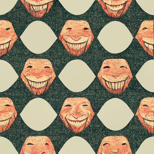 repeating pattern of aphex twin smile, pencil sketch, grid, wallpaper —tile